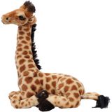 Pia Soft Toys Knuffeldier Giraffe - zachte pluche stof - lichtbruin - kwaliteit knuffels - 30 cm - liggend