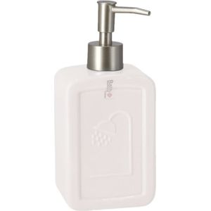Zeeppompje/zeepdispenser wit keramiek 18 cm - Navulbare zeep houder - Toilet/badkamer accessoires