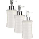 3x stuks zeeppompje/zeepdispenser parelwit keramiek 18 cm - Navulbare zeep houder 260 ml