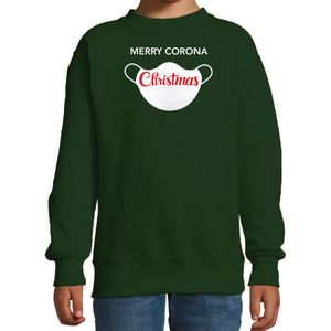 Merry corona Christmas foute Kerstsweater / Kerst trui groen voor kinderen - Kerstkleding / Christmas outfit