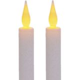 Feeric lights and christmas LED dinerkaarsen -4x st - wit glitter - 28 cm