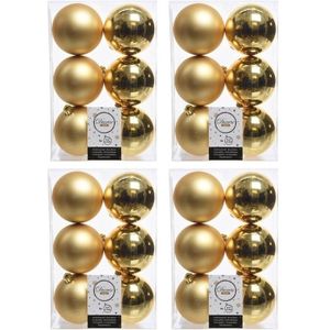 24x Gouden kunststof kerstballen 8 cm - Mat/glans - Onbreekbare plastic kerstballen - Kerstboomversiering goud