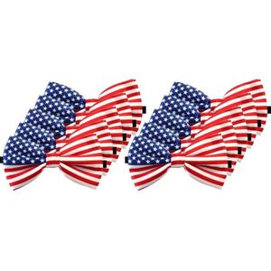 10x Amerika/USA verkleed vlinderstrikjes 12 cm voor dames/heren -  Landen thema verkleedaccessoires/feestartikelen - Vlinderstrikken/vlinderdassen met elastieken sluiting