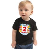 Happy birthday 2e verjaardag t-shirt - unisex - jongens - meisjes - 2 jaar shirt met emoticons zwart voor baby
