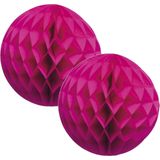 4x Papieren kerstballen fuchsia roze 10 cm Kerstversiering - Kerstboomversiering - Kerstballen van papier