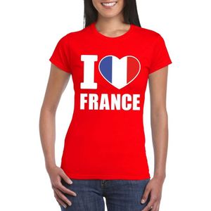 Rood I love France supporter shirt dames - Frankrijk t-shirt dames