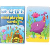 8x pakjes mini zeedieren thema speelkaarten 6 x 4 cm in doosje van karton - Uitdeelspeelgoed