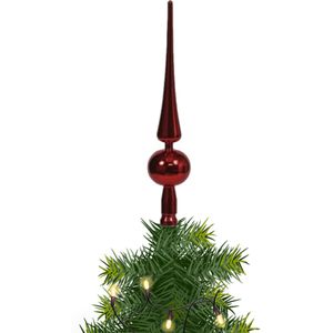 Piek/kerstboom topper - kunststof - rood - H28 cm - Kerstversiering