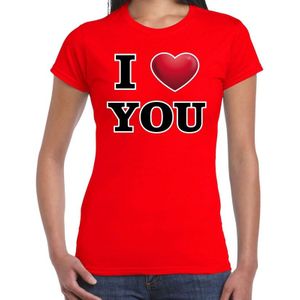 I love you t-shirt voor dames - rood - Valentijn / Valentijnsdag - shirt
