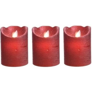 3x LED Kaarsen/Stompkaarsen Kerst Rood 10 cm Flakkerend - Kerst Diner Tafeldecoratie