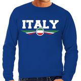 Italie / Italy landen sweater met Italiaanse vlag - blauw - heren - landen sweater / kleding - EK / WK / Olympische spelen outfit