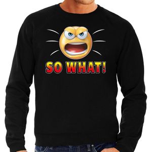 Funny emoticon sweater So What zwart voor heren - Fun / cadeau trui