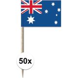 50x Cocktailprikkers Australie 8 cm vlaggetje landen decoratie - Prikkertjes