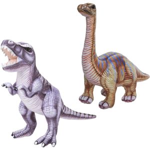 Speelgoed set van 2x Pluche Dino Knuffels T-Rex en Apatosaurus van Ongeveer 30 cm