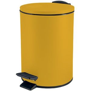 Spirella Pedaalemmer Cannes - safraan geel - 3 liter - metaal - L17 x H25 cm - soft-close - toilet/badkamer
