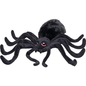 Halloween Zwarte pluche spin knuffel 40 cm - decoratie spinnen - zwarte weduwe