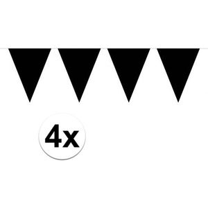 4x Vlaggenlijnen XL zwart 10 meter