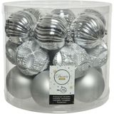 40x stuks kunststof kerstballen zilver mix 8 cm - Onbreekbare plastic kerstballen