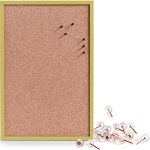 Prikbord incl. 25x punaises rose goud - 40 x 60 cm - groen - kurk