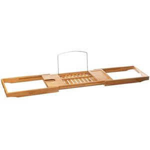 Luxe bamboe badplank uitschuifbaar/verstelbaar 70-105 x 22 x 4 cm - Houten plank voor het bad