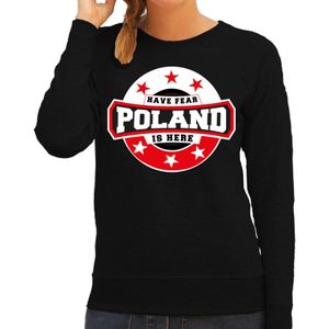 Have fear Poland is here sweater met sterren embleem in de kleuren van de Poolse vlag - zwart - dames - Polen supporter / Pools elftal fan trui / EK / WK / kleding