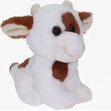 Pluche Knuffel Dieren Koe Bruin/Wit van 20 cm - Speelgoed Koeien Knuffels