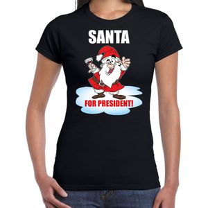 Santa for president Kerstshirt / Kerst t-shirt zwart voor dames - Kerstkleding / Christmas outfit