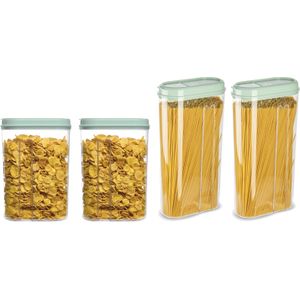 Plasticforte Voedselcontainers set - 4 stuks - mint groen - 2350/1500ml - kunststof - voorraadpot