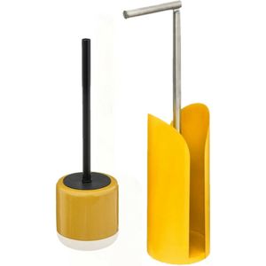 5Five - WC-borstel/toiletborstel met toiletrolhouder set in het geel