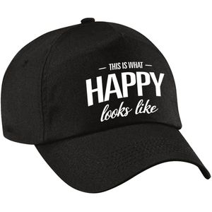 This is what happy looks like pet / cap zwart voor dames en heren - baseball cap - cadeau petten / caps