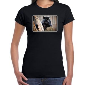 Dieren shirt met panters foto - zwart - voor dames - natuur / zwarte panter cadeau t-shirt / kleding