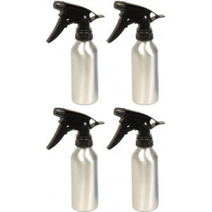 4x stuks waterverstuiver metallic zilver 200 ml