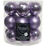54x stuks kleine kerstballen heide lila paars van glas 4 cm - mat/glans - Kerstboomversiering