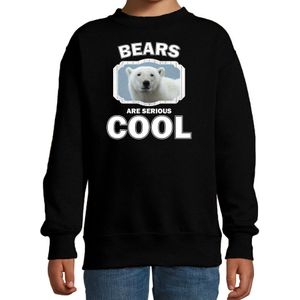 Dieren ijsberen sweater zwart kinderen - bears are serious cool trui jongens/ meisjes - cadeau witte ijsbeer/ ijsberen liefhebber - kinderkleding / kleding