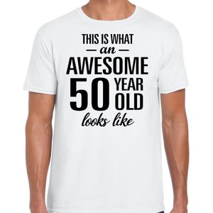 Awesome 50 year - geweldige 50 jaar cadeau t-shirt wit heren -  Verjaardag cadeau