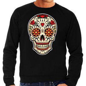 Day of the dead sugar skull sweater - zwart - heren - rocker / punker / fashion trui - Dia los Muertos outfit