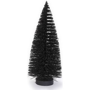Decoratie kerstbomen/ mini kerstboompjes zwart 27 cm - Kerstdorp accessoires