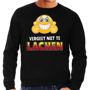 Funny emoticon sweater Vergeet niet te lachen zwart voor heren - Fun / cadeau trui