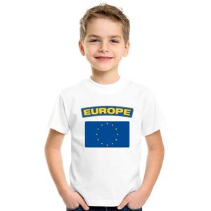 Europa t-shirt met Europese vlag wit kinderen