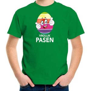 Paasei met duimen schuin omhoog vrolijk Pasen t-shirt / shirt - groen - kinderen - Paas kleding / outfit