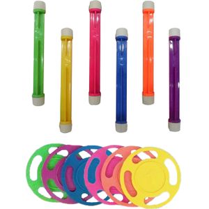 SportX Duikspeelgoed set - 12x - duikstaven en duikringen - gekleurd - duik spel - zwembad speelgoed