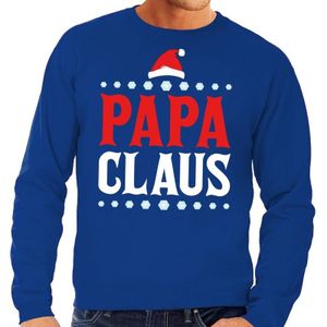 Foute kersttrui / sweater  voor heren - blauw - Papa Claus