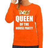 Koningsdag sweater / trui Queen of the house party oranje voor dames - Woningsdag thuisblijvers / Kingsday thuis vieren