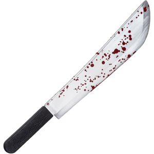 Machete/mes groot - plastic - 53 cm - Halloween/zombie killer verkleed wapens - met bloedspetters
