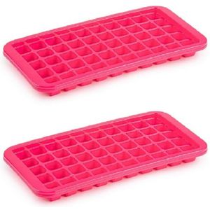 2x stuks Trays met Cocktail ijsblokjes/ijsklontjes vormen 50 vakjes kunststof roze
