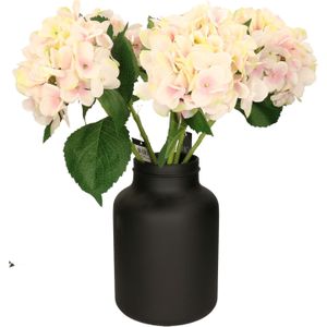 Mica Decorations Kunstbloemen boeket Hortensias - 8 stelen - lichtroze - 51 cm - Kunst zijdebloemen