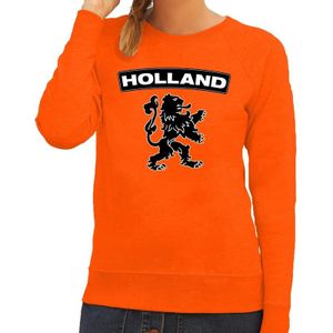 Oranje Holland zwarte leeuw sweater / trui dames - Oranje Koningsdag/ supporter kleding