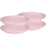 Set van 8x stuks rond kunststof borden oud roze 25 cm - Herbruikbaar - Dinerbord - Barbecuebord - Campingbord