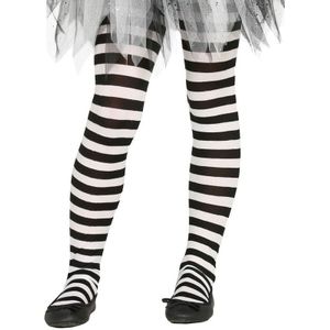 Wit/zwart gestreepte verkleed panty 15 denier voor meisjes van 5 tot 9 jaar