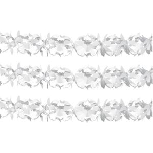 Set van 6x stuks witte feest slingers 6 meter - Bruiloft/Communie/huwelijk feestartikelen versiering